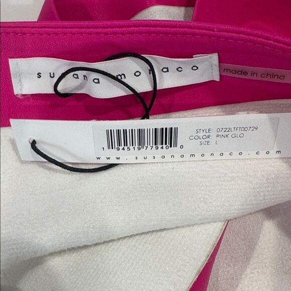 NWT Susana Monaco Faux Leather Cropped Tube Top Link Glow Large - Picture 8 of 10